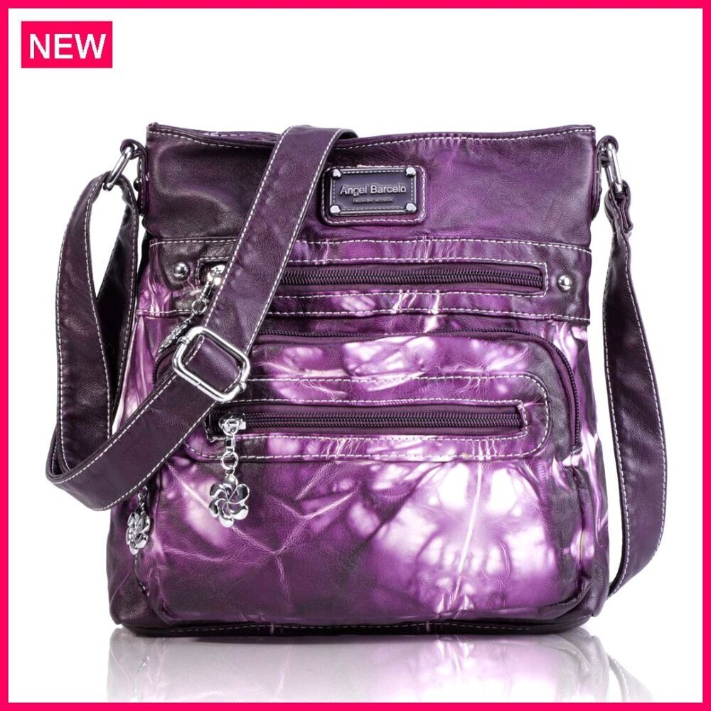 Soft Leather Crossbody Bag with Adjustable Strap, Multiple Compartments